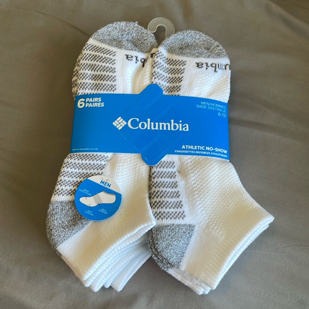 COLUMBIA Men’s Athletic No-Show Socks Sz 6-12 NEW!